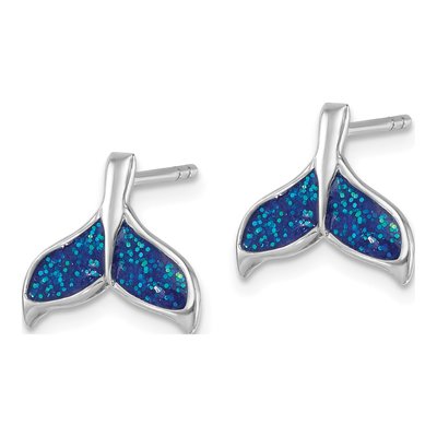 Sterling Silver Whale's Tail Enamel Stud Earrings – view 3