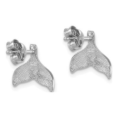 Sterling Silver Whale's Tail Enamel Stud Earrings – view 5