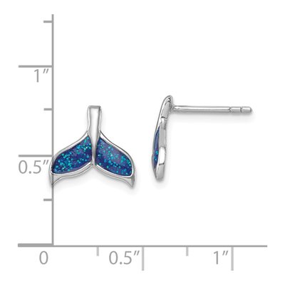 Sterling Silver Whale's Tail Enamel Stud Earrings – view 6