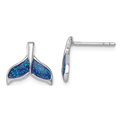 Sterling Silver Whale's Tail Enamel Stud Earrings
