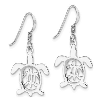 Sterling Silver Mother Baby Turtle Dangle Earrings – view 5