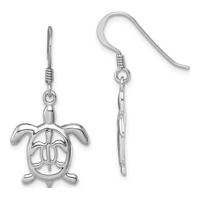 Sterling Silver Mother Baby Turtle Dangle Earrings