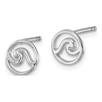 Sterling Silver Wave Stud Earrings – view 3