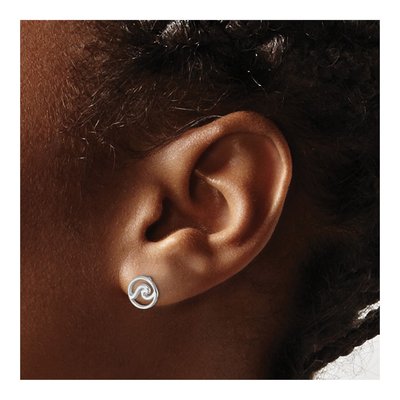 Sterling Silver Wave Stud Earrings – view 4