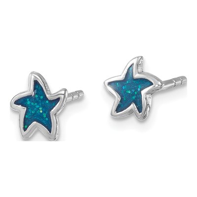 Sterling Silver Enameled Starfish Stud Earrings – view 3