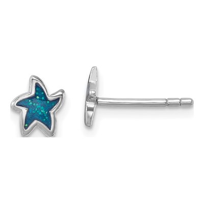Sterling Silver Enameled Starfish Stud Earrings