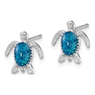 Sterling Silver Enameled Turtle Stud Earrings – view 3