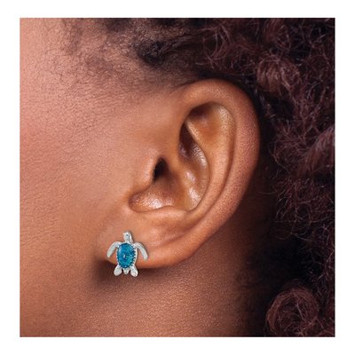Sterling Silver Enameled Turtle Stud Earrings – view 4