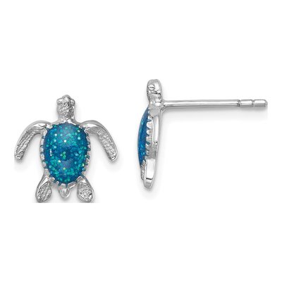 Sterling Silver Enameled Turtle Stud Earrings