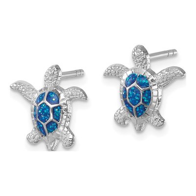 Sterling Silver Enamel Turtle Stud Earrings – view 3