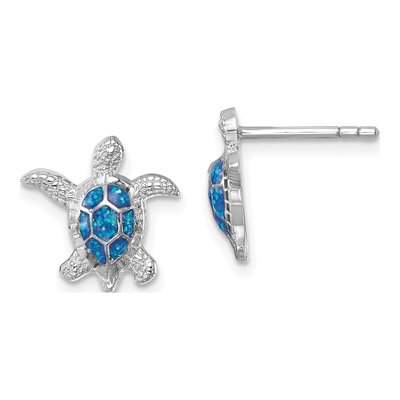Sterling Silver Enamel Turtle Stud Earrings