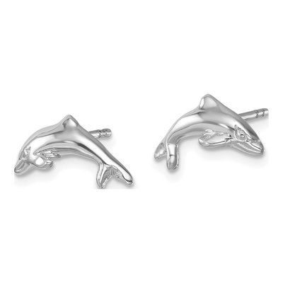 Sterling Silver Dolphin Stud Earrings – view 3