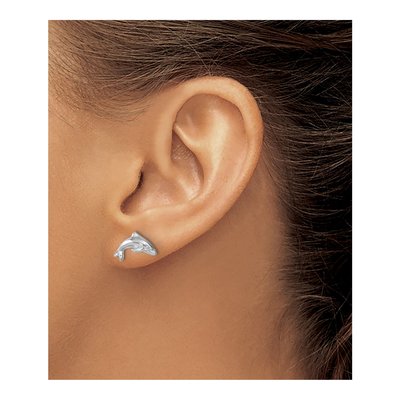Sterling Silver Dolphin Stud Earrings – view 4