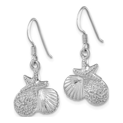 Sterling Silver Starfish Shell Dangle Earrings – view 3