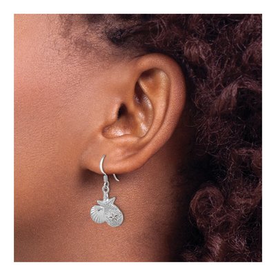 Sterling Silver Starfish Shell Dangle Earrings – view 4