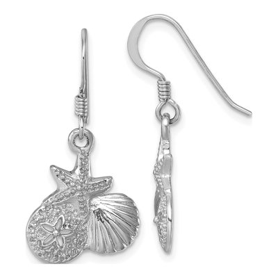 Sterling Silver Starfish Shell Dangle Earrings