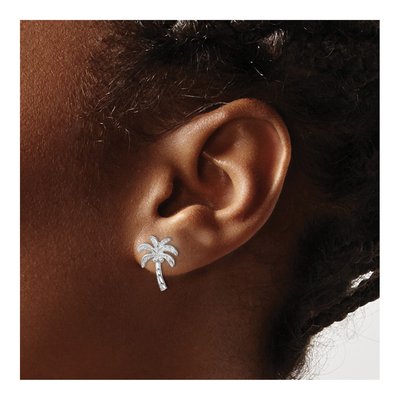 Sterling Silver Palm Tree Stud Earrings – view 4