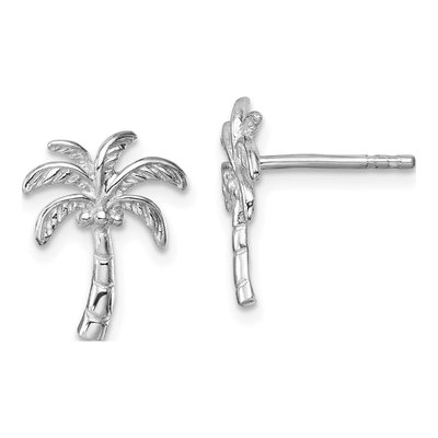 Sterling Silver Palm Tree Stud Earrings