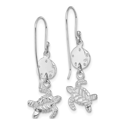 Sterling Silver Sand Dollar Turtle Dangle Earrings – view 5