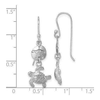 Sterling Silver Sand Dollar Turtle Dangle Earrings – view 6