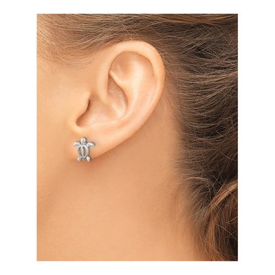 Sterling Silver Cut-Out Turtle Stud Earrings – view 4