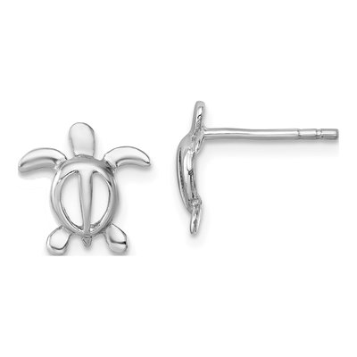 Sterling Silver Cut-Out Turtle Stud Earrings