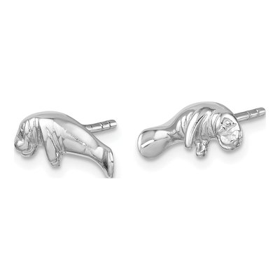 Sterling Silver Manatee Stud Earrings – view 3