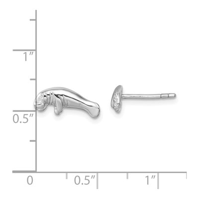 Sterling Silver Manatee Stud Earrings – view 6