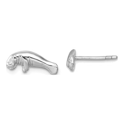 Sterling Silver Manatee Stud Earrings