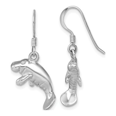Sterling Silver Manatee Dangle Earrings