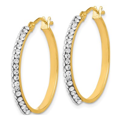 14K Yellow Gold 25mm Crystal Hoop Earrings – view 3