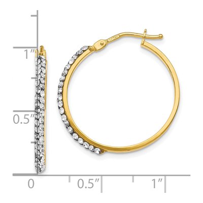 14K Yellow Gold 25mm Crystal Hoop Earrings – view 5