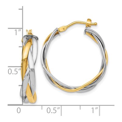 14K Yellow Gold 28mm Braided Hoop Earrings – view 5