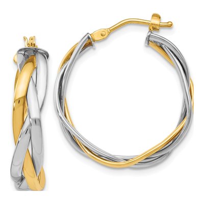14K Yellow Gold 28mm Braided Hoop Earrings
