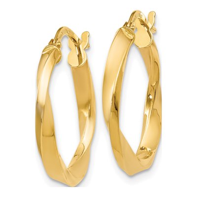 14K Yellow Gold 20mm Twisted Hoop Earrings – view 3