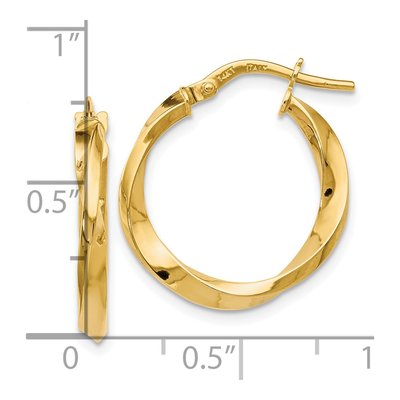 14K Yellow Gold 20mm Twisted Hoop Earrings – view 5