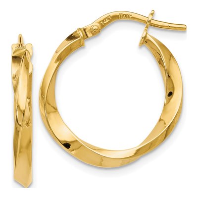 14K Yellow Gold 20mm Twisted Hoop Earrings