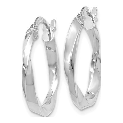 14K White Gold 20mm Twisted Hoop Earrings – view 3