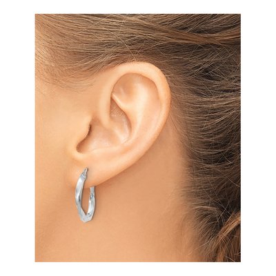 14K White Gold 20mm Twisted Hoop Earrings – view 4