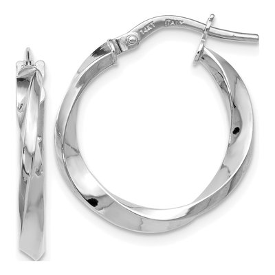 14K White Gold 20mm Twisted Hoop Earrings