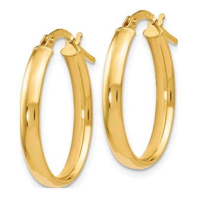 14K Yellow Gold Oval Hoop Earrings – view 3