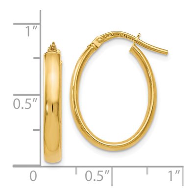 14K Yellow Gold Oval Hoop Earrings – view 5