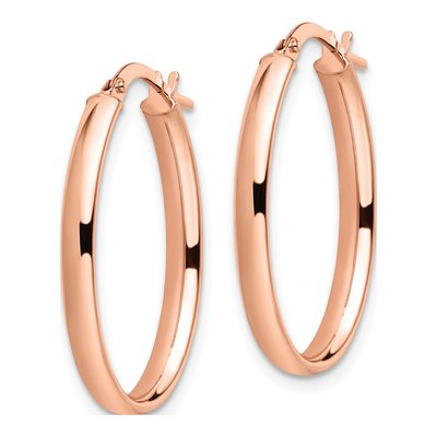 14K Rose Gold Oval Hoop Earrings – view 3