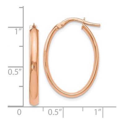 14K Rose Gold Oval Hoop Earrings – view 5