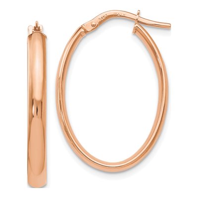 14K Rose Gold Oval Hoop Earrings