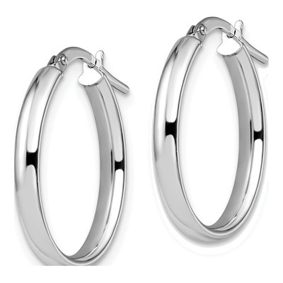 14K White Gold Oval Hoop Earrings – view 3