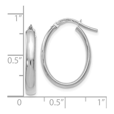 14K White Gold Oval Hoop Earrings – view 5