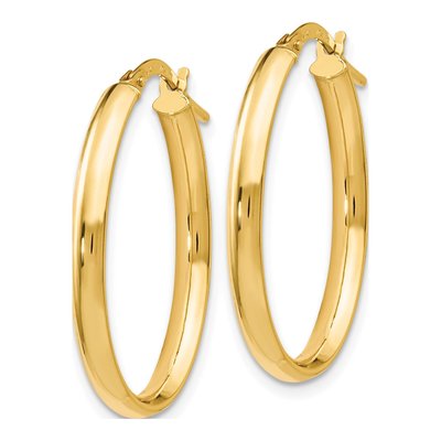14K Yellow Gold Oval Hoop Earrings – view 3