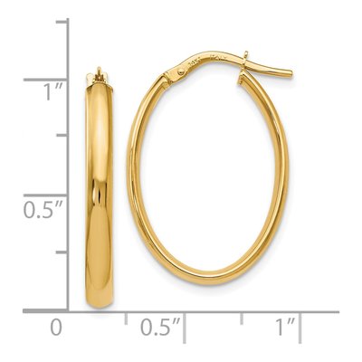 14K Yellow Gold Oval Hoop Earrings – view 5