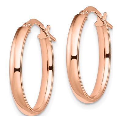 14K Rose Gold Oval Hoop Earrings – view 3